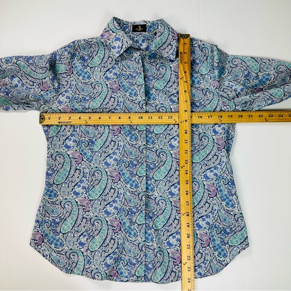 Liberty of London Shirt Sz 12 Blue Paisley Long Sleeve Button - Picture 7 of 12